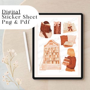 Cozy Library Sticker Sheet: Original Art Stickers (PDF & PNG) - Etsy