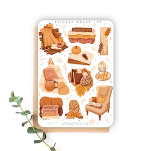 Feuille d'autocollants « Lecture douce » 279 | Bullet Journal, Scrapbooking, Agenda, Stickers décoratifs, Automne
