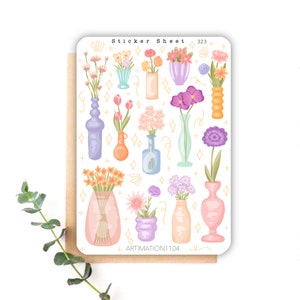 12 stücke Sticker Bogen „Bunte Blumen“ 323 | Bullet Journal, Scrapbook, Planer, Cottage Core, Reader, Frühling