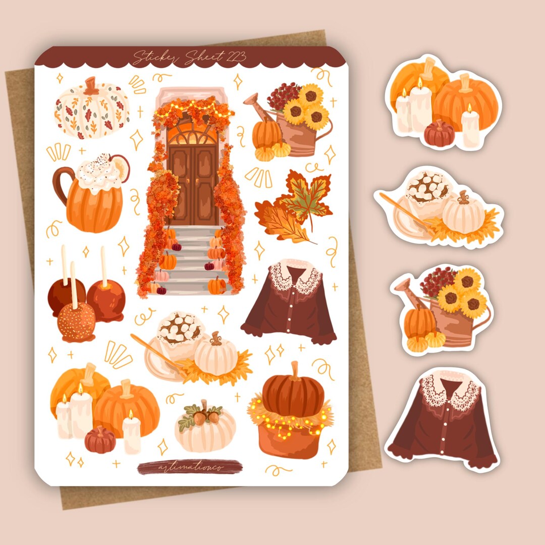 Autumn Planner Stickers | Golden Fall Sticker Sheet - Etsy