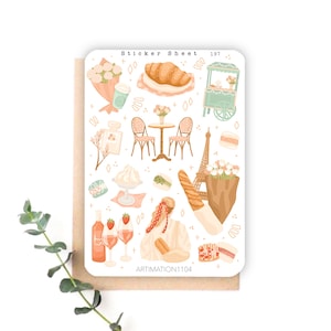 Feuille d'autocollants « Café à Paris » 197 | Bullet Journal, scrapbooking, agenda, automne, automne, noyau de chalet,