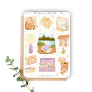 Feuille d'autocollants « Lectures de vacances » 267 | Bullet Journal, scrapbooking, agenda, autocollants décoratifs, livres