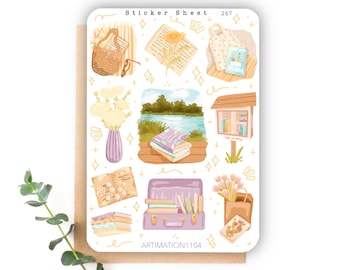 Sticker Sheet &quot;Vacation Reads“ 267 | Bullet Journal, Scrapbook , Planner , Decorative Stickers, Books