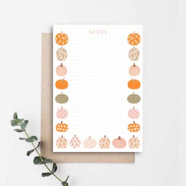 Pumpkin Mini Notepad A7 50 Pages Premium White Recycled Paper | Notes, Memopad, Stationery, Note taking, Fall Stationery