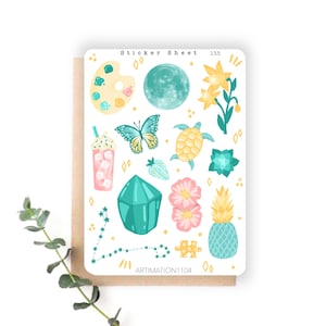 Foglio di adesivi "Pesci" 155 / Bullet Journal, Scrapbook, Planner, Adesivi decorativi, Zodiaco