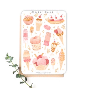 14-delige stickervel "Ice Cream Dream" 211 | Bullet Journal, plakboek, planner, zomer, zee, oceaan, zomer
