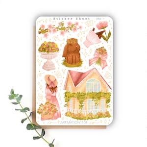Feuille d'autocollants « Rose pastel printanier » 372 | Bullet Journal, Scrapbooking, Agenda, Printemps, Cottage Core, Livres