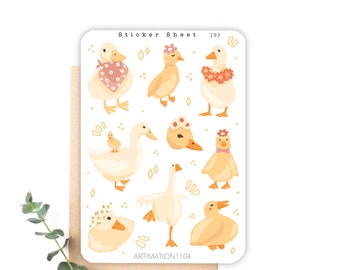 Sticker Sheet &quot;Cute Ducks“ 193 | Bullet Journal, Scrapbook , Planner , Autumn, Fall, Cottage Core, Spring