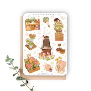 Foglio di adesivi "Mercato di primavera" 247 / Bullet Journal, Scrapbook, Planner, Autunno, Caduta, Cottage Core,