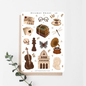Feuille d'autocollants « Dark Academia » 148 | Bullet Journal, scrapbooking, agenda, automne, noyau de chalet, plantes