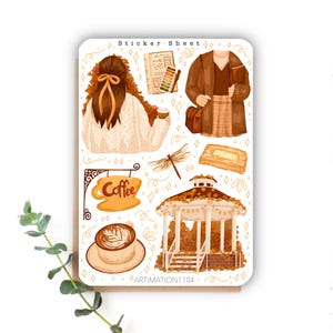 Foglio di adesivi "Coffee Girls" 377 / Bullet Journal, Scrapbook, Planner, Autunno, Caduta, Estetica