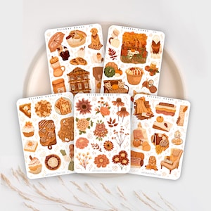 Folhas de adesivos Outono 2023 Pacote de 5 | Bullet Journal, Scrapbook, Planner, Adesivo decorativo, Plantas, Natureza