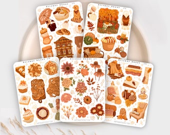 Autumn 2023 Sticker Sheet Bundle of 5 | Bullet Journal, Scrapbook, Planner, Cozy Season, Halloween