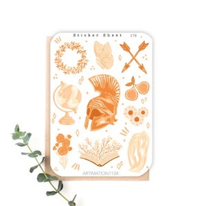 Feuille d&#39;autocollants « Achille » 176 | Bullet Journal, scrapbooking, agenda, autocollants décoratifs, bohème