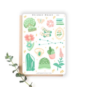 Foglio di adesivi "Toro" 151 / Bullet Journal, Scrapbook, Planner, Adesivi decorativi, Zodiaco
