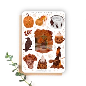 Folha de adesivos “Noite de Halloween” 282 | Bullet Journal, Scrapbook, Planner, Adesivos decorativos, Outono