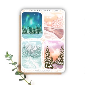 Foglio di adesivi "Scene invernali 2" 363 / Bullet Journal, Scrapbook, Planner, Natale, Inverno, Festività