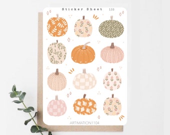 12 pcs Sticker Sheet "Painted Pumpkins“ 133 | Bullet Journal Sticker, Scrapbook Stickers, Planner Sticker, Autumn, Fall, Halloween