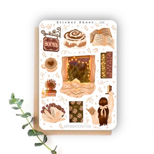 Stickervel 'Lezen oktober' 295 | Bullet Journal, plakboek, planner, herfst, Cottage Core, boeken