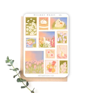 Feuille d'autocollants « Spring Stamps » 191 | Bullet Journal, scrapbooking, agenda, automne, automne, cottage, printemps