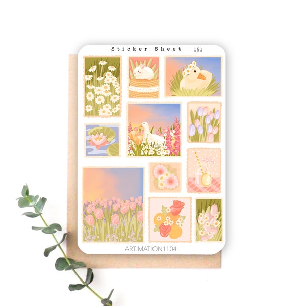 11 pcs Sticker Sheet "Spring Stamps“ 191 | Bullet Journal Sticker, Scrapbook Stickers, Planner Sticker, Autumn, Fall, Cottage Core, Spring