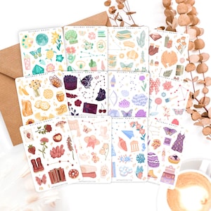 Fogli adesivi Collezione Zodiaco 12 fogli / Bullet Journal, Scrapbook, Planner, Adesivi decorativi, Zodiaco