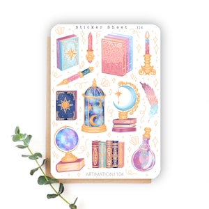 12stk Sticker Bogen „Celestial Bibliothek“ 316 | Bullet Journal, Scrapbook, Planer, Cottage Core, Reader, Frühling