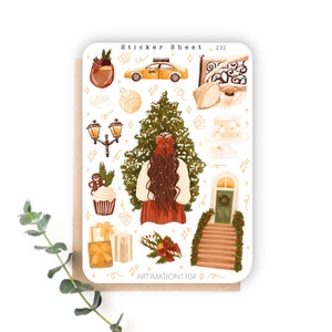 Hoja de pegatinas "Navidad en Nueva York" 231 / Bullet Journal, Scrapbook, Planificador, Navidad, Invierno, Fiestas
