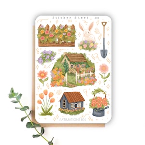 Sticker Bogen „Frühling Cottage Garden“ 308 | Bullet Journal, Scrapbook, Planer, Cottage Core, Reader, Frühling