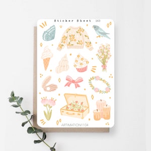 Foglio di adesivi "Pastel Dreams" 163 / Bullet Journal, Scrapbook, Planner, Autunno, Caduta, Cottage Core, Piante
