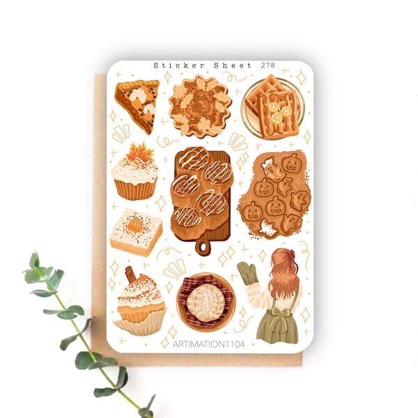 10 pcs Sticker Sheet „Fall Bakery“ 278 | Bullet Journal Sticker, Scrapbook Stickers, Planner Sticker, Decorative Stickers, Fall