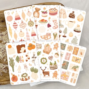 Winterstickerbundel van 6 kerstvellen | Bullet Journal, plakboek, planner, winter, vakantie, kerst