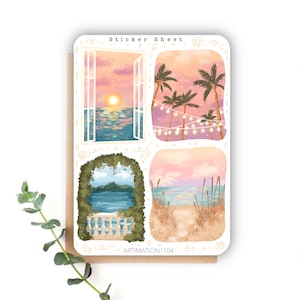 4 stücke Sticker Bogen „Summer Scenes“ 327 | Bullet Journal, Scrapbook , Planer , Cottage Core, Reader, Sommer, Strand