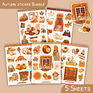 Autumn Sticker Bundle | Cozy Fall Planner Stickers (5 Sheets)