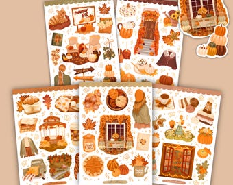 Autumn Sticker Bundle | Cozy Fall Planner Stickers (5 Sheets)