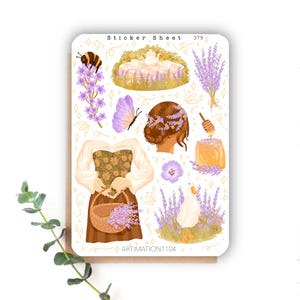 Feuille d'autocollants « Miel de lavande » 379 | Bullet Journal, Scrapbooking, Agenda, Printemps, Cottage Core