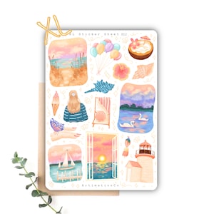 Hoja de pegatinas XL "Sueños de verano" 012 / Bullet Journal, Scrapbook, Planificador, Florales, Diario de primavera