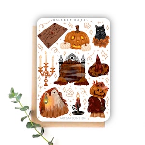 Folha de adesivos “Haunted Manor” 284 | Bullet Journal, Scrapbook, Planner, Adesivos decorativos, Outono