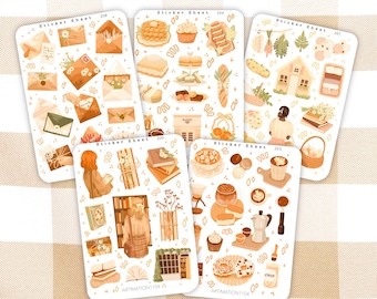 Beige Sticker Sheet Bundle | Journal, Planner Stickers
