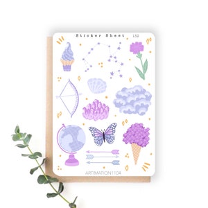 Feuille d'autocollants « Sagittaire » 152 | Bullet Journal, scrapbooking, agenda, autocollants décoratifs, zodiaque