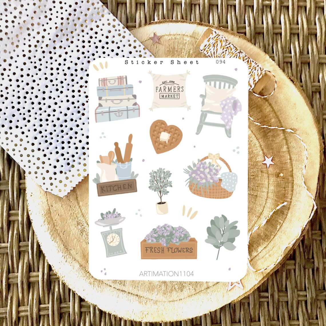 Cottagecore Bundle 5 Sticker Sticker Sheets Bullet Journal | Etsy