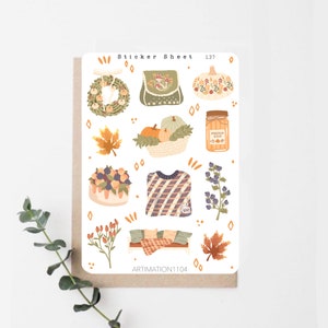 12 pcs Sticker Sheet "Pumpkin Cafe“ 137 | Bullet Journal Sticker, Scrapbook Stickers, Planner Sticker, Autumn, Fall, Halloween