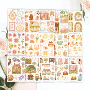 XXL lente-stickerbundel van 15 stickervellen | Bullet Journal, plakboek, planner, decoratieve sticker, planten