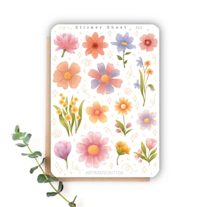 15 stücke Sticker Bogen „Frühlingsblumen“ 310 | Bullet Journal, Scrapbook, Planer, Cottage Core, Reader, Frühling