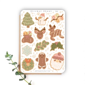 Folha de adesivos "Biscoitos de Natal" 366 | Bullet Journal, Scrapbook, Planner, Natal, Inverno, Feriados