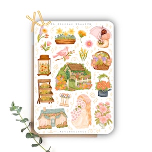 Feuille d'autocollants XL « Rêve de printemps » 011 | Bullet Journal, scrapbooking, agenda, fleurs, Spring Journal