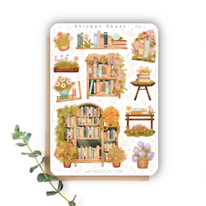 10 Stück Sticker Bogen Botanische Bibliothek 315 Bullet Journal, Scrapbook, Planer Sticker, Cottage Core, Reader, Frühling Bild 1