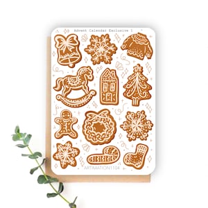 Foglio di adesivi "Biscotti di pan di zenzero" / Bullet Journal, Scrapbook, Planner, Natale, Inverno, Festività