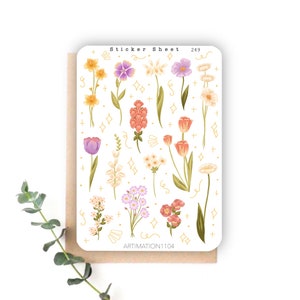 Foglio di adesivi da 14 pezzi "In Bloom" 249 / Bullet Journal, Scrapbook, Planner, Autunno, Caduta, Cottage Core,