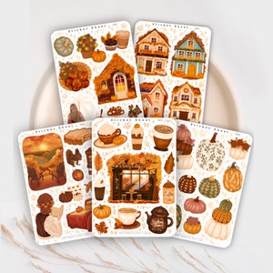 Hojas de pegatinas Otoño 2024 Paquete de 5 / Bullet Journal, Álbum de recortes, Planificador, Pegatinas decorativas, Plantas, Naturaleza